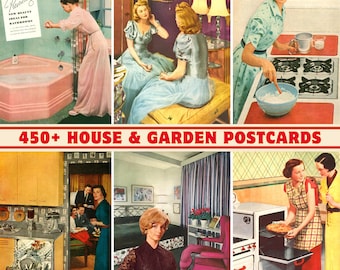 Collezione di cartoline Vintage House & Garden: stampabili a 300 DPI (guida PDF inclusa)
