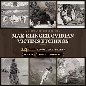 14 Max Klinger Ovidian Victims Etchings Printable Wall Art Digital Download Set