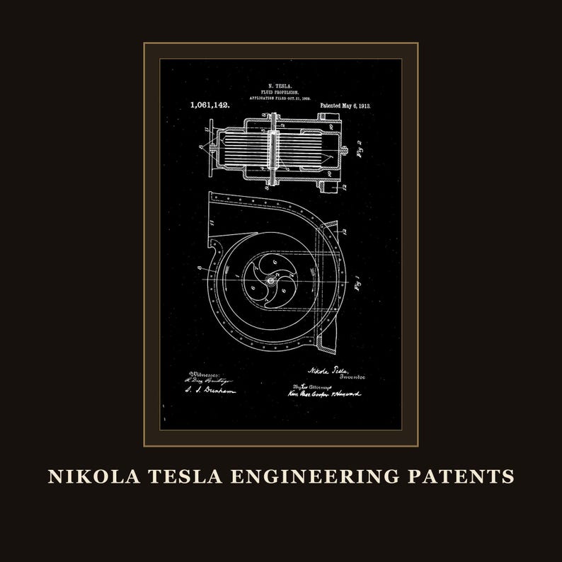 Nikola Tesla Patents Art Print Set | Engineering Inventions Decor (Digital Download) image 2