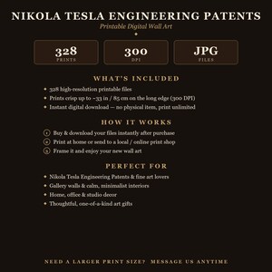 Nikola Tesla Patents Art Print Set | Engineering Inventions Decor (Digital Download) image 3