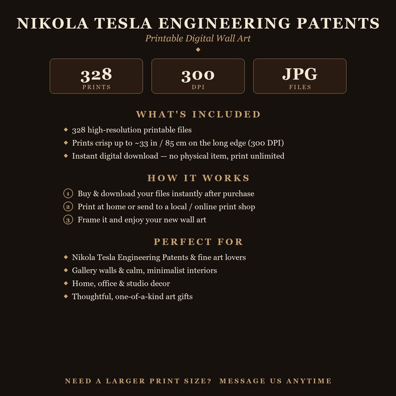 Nikola Tesla Patents Art Print Set | Engineering Inventions Decor (Digital Download) image 3