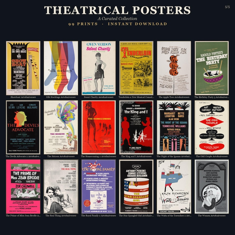 99 Vintage Theatrical Posters: Stage, Musical, Drama Art (300 DPI Printable) image 18