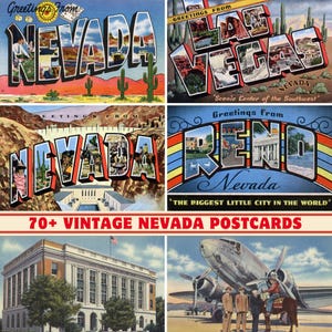 Collezione di oltre 70 cartoline e biglietti d'auguri vintage dello Stato del Nevada / Stampabili a 300 DPI / Set di stampe digitali / Monumenti e paesaggi del Nevada