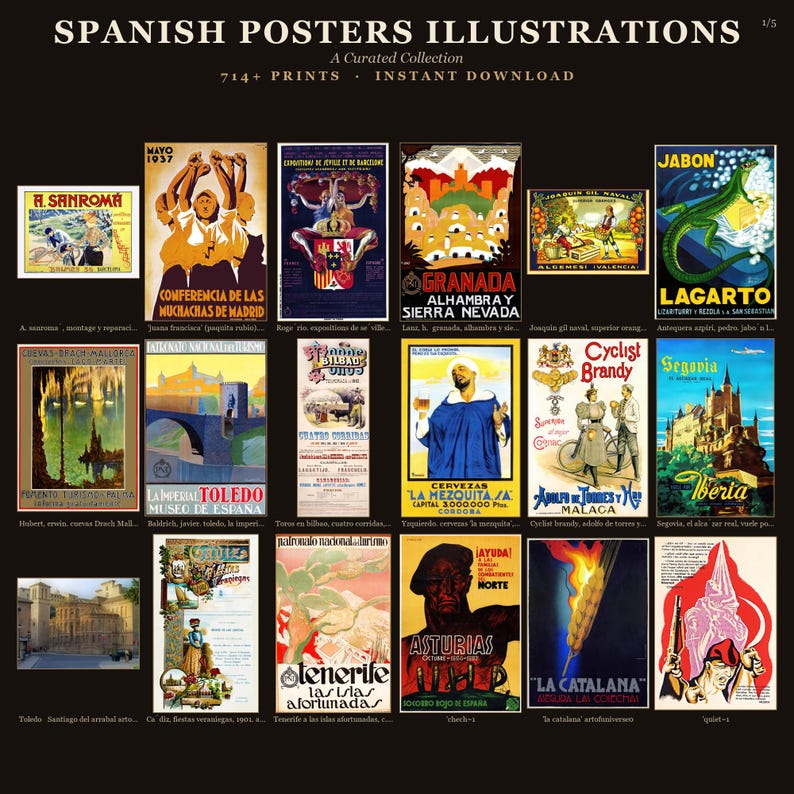 700+ Vintage Spanish Poster Collection: Retro Art Prints (Digital Download) image 6