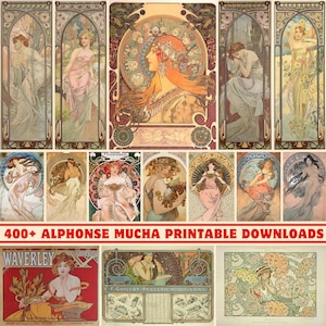 Oltre 400 opere d'arte ad alta risoluzione di Alphonse Mucha / Stampabili a 300 DPI / Set di stampe digitali / Opere d'arte e dipinti di Alphonse Mucha / Decorazioni per la casa