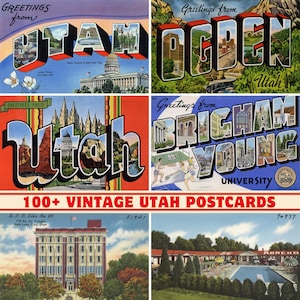 Collezione di oltre 100 cartoline e biglietti d'auguri vintage dello Stato dello Utah / Stampabili a 300 DPI / Set di stampe digitali / Monumenti e paesaggi dello Utah
