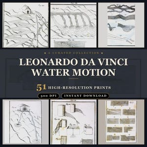 Leonardo Da Vinci Water Motion Printable Wall Art Set 51 Vintage Science Digital Download