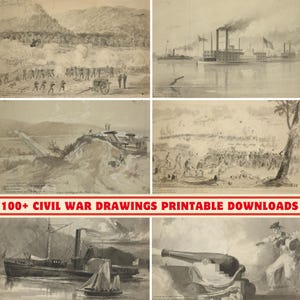 100+ The Civil War Drawings Art Collection: High-Quality | 300 DPI Printable| American Military History | Union Army | Vintage War Sketches