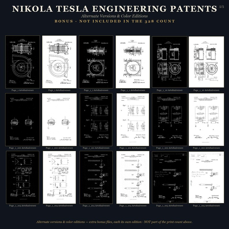 Nikola Tesla Patents Art Print Set | Engineering Inventions Decor (Digital Download) image 18