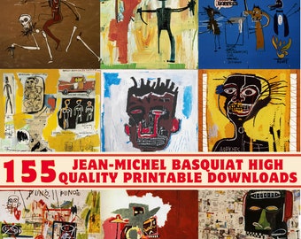 155 Collezione d'arte Jean-Michel Basquiat ad alta risoluzione / Stampabile a 300 DPI / Set di stampa digitale / Opere d'arte e dipinti Basqiuat / Decorazioni per la casa