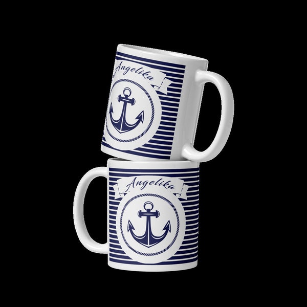 Personalisierte Maritime Tasse mit Anker