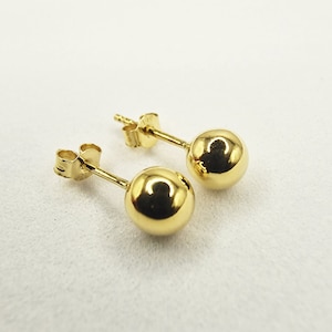 18K Solid Gold Stud Ball Stud Earring Minimalist stud earrings 18K Solid Gold Earring gold stud earrings zdjęcie 3