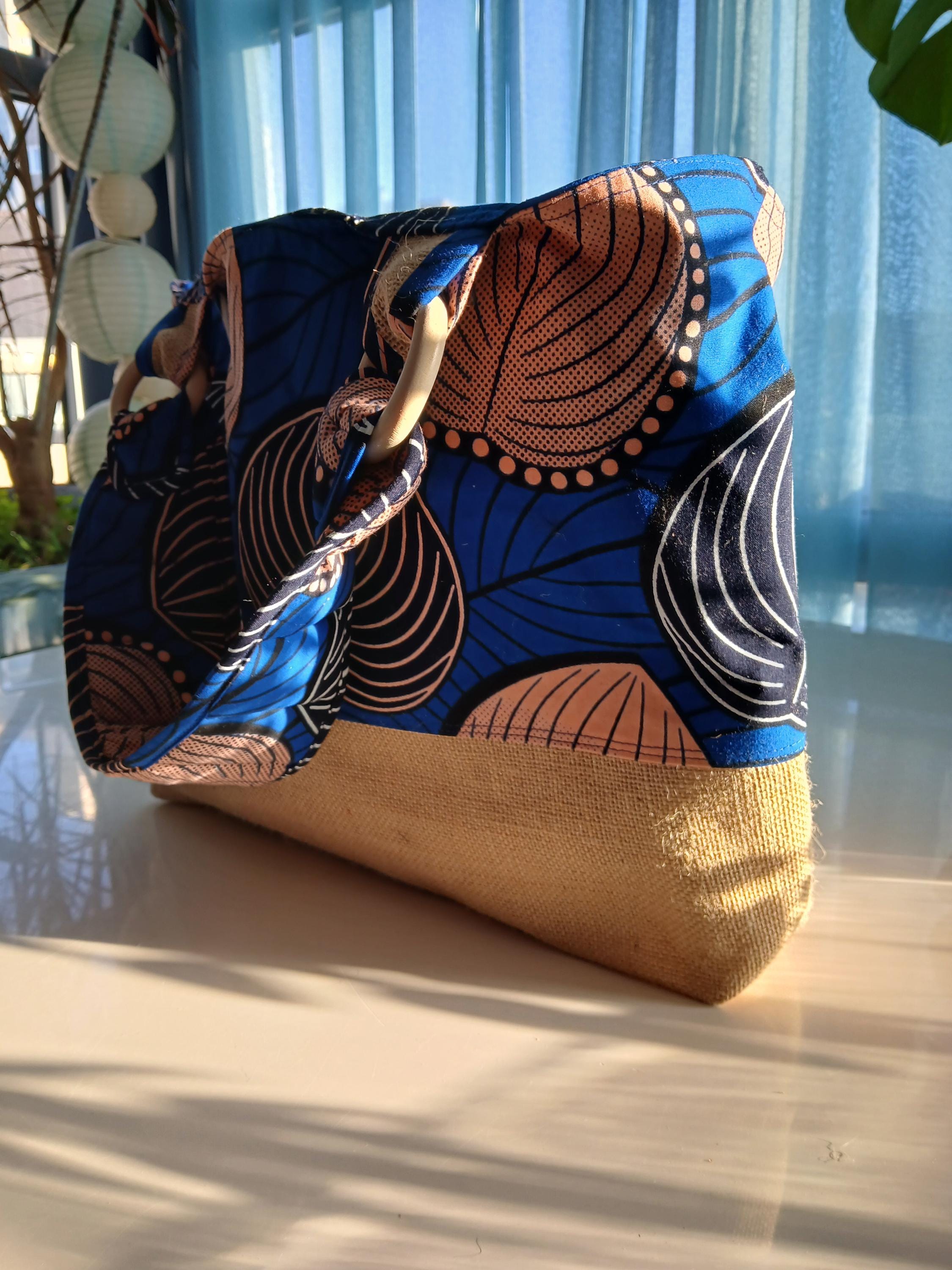 Sac Cabas Shopping Coton Imprimé Afrique - Pour Plage Ou Spa - Taille Medium - Neuf Sans étiquette