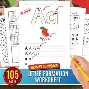 Reconocimiento de letras Alfabeto Preescolar Hojas de trabajo Imprimibles Práctica de escritura, Formación de rastreo Actividad de letras ABC Preescolar Trazable