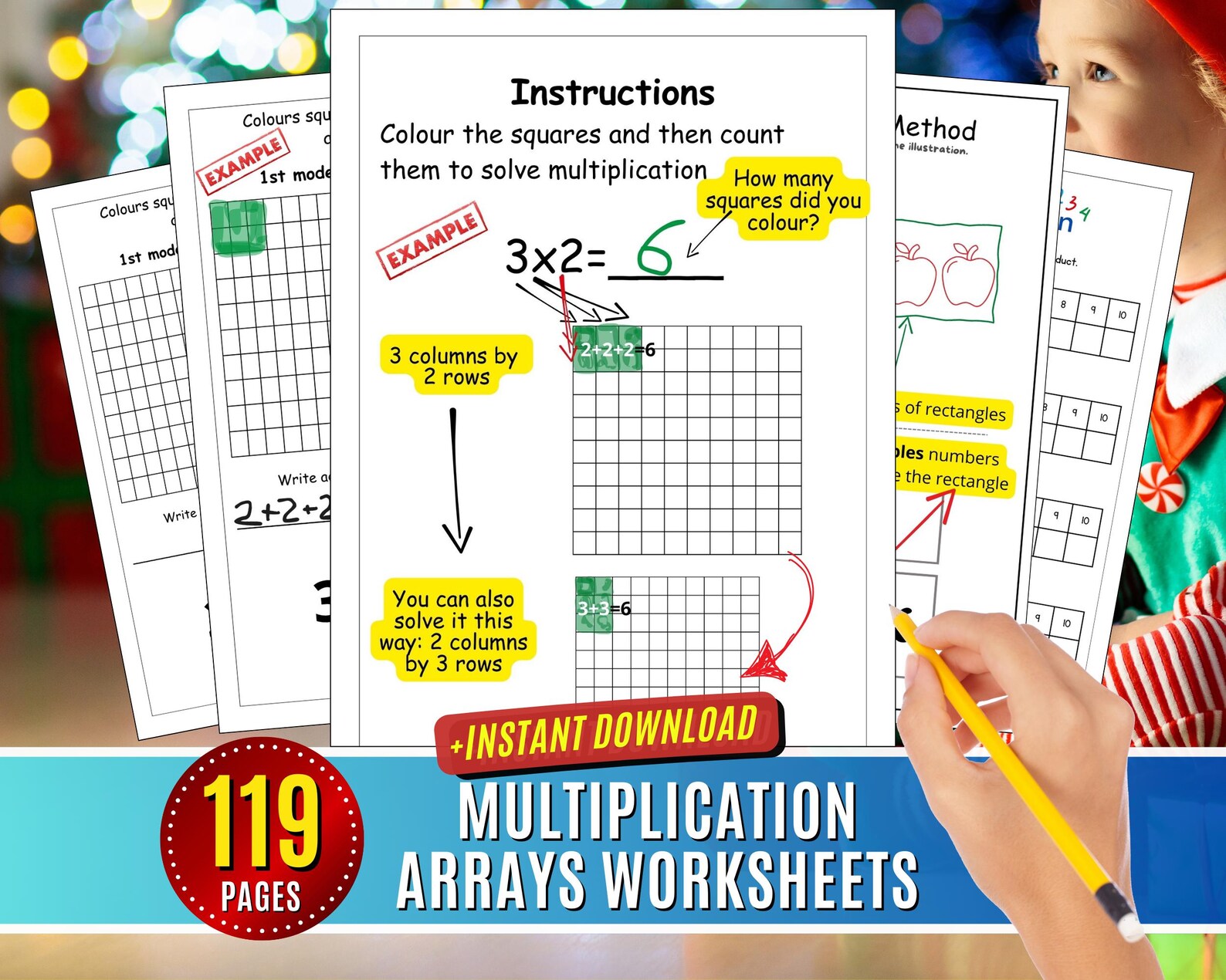 Multiplication Arrays Worksheets as Repeated Addition Coloring ...