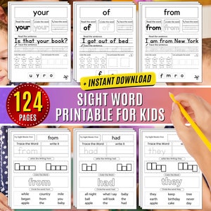 Sight Words Worksheets: Fry List, Handwriting Practice (Digital Download)