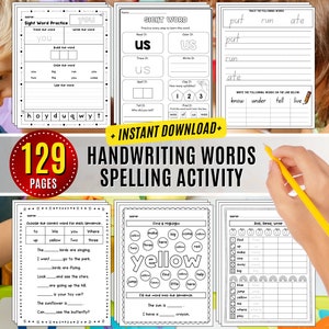 100 Sight Words Worksheet Printable High Frequency Learning Handwriting and Spelling Activity Kindergarten 1st Grade Tracing Activity