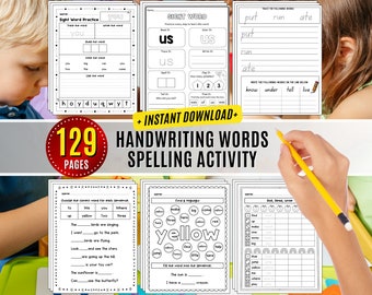Sight Words & CVC Worksheet Printable: Handwriting and Spelling High Frequency Learning (Digital Download)