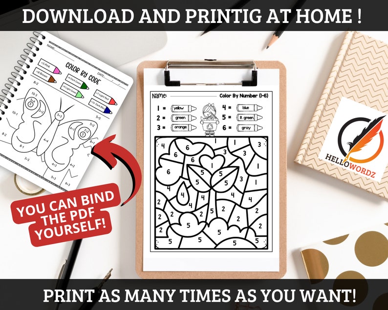 Color by Number Game for Kids Printable Activities Pdf Worksheet ...