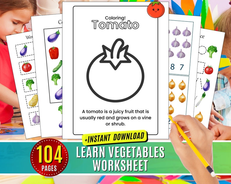 Vegetables Worksheet, Printable Fruits and Vegetables Tracing and