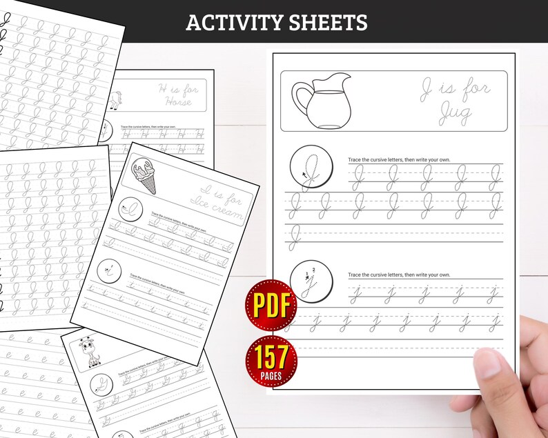 Cursive Alphabet Tracing ABCD Handwriting Workbook Printables ...