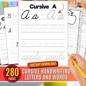 Cursive Tracing Worksheets Practice Writing Letters Alphabet Learning write Lettering Workbook for Kids Cursive Word Tracing Uppercase