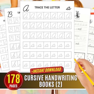 Cursive Writing Practice Alphabet Tracing Handwriting Worksheets Book for Kids Penmanship Letters Cursive Sheets Traceable Printable