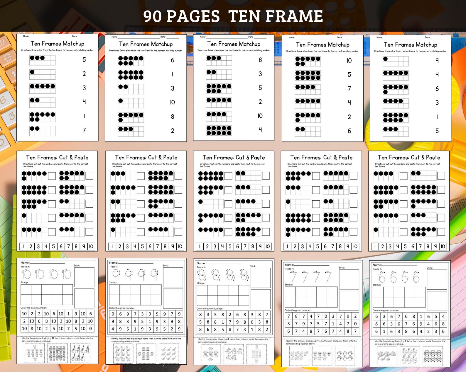 Counting Visuals Blocks Counting to Ten Frame Printable Worksheet Counting to 20 Learning ...