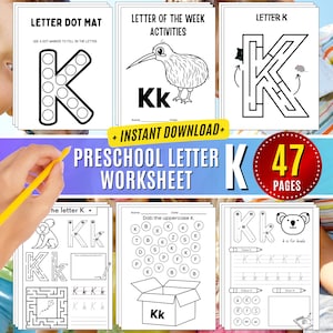 Hojas de trabajo de la letra K Letras preescolares de la semana Actividad de prekínder Manualidades de rastreo Reconocimiento de letras mayúsculas K minúscula Aprende a escribir Pdf