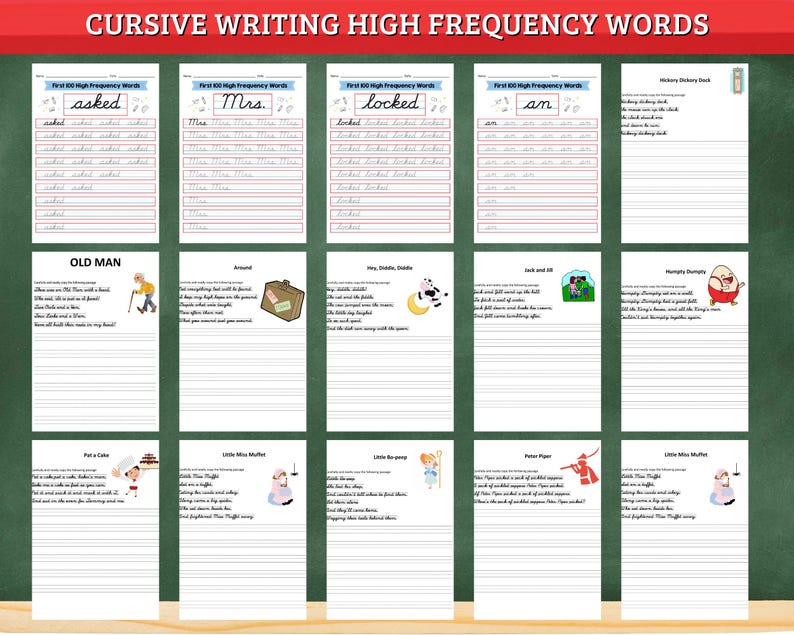 Cursive Writing Practice: High Frequency Words, Ages 5-7 (digital ...