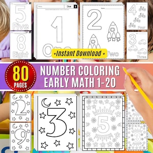 Number Worksheets Coloring Page, Early Childhood Math Counting to 20 Math Kids, Learning Numbers Kids Education  Preschool Math Skills