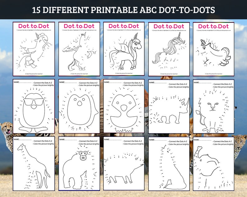 Animal Connect Dot to Dot for Kids Worksheet Printable Activity ...