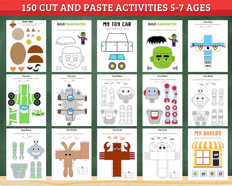 Cut Paste and Glue Activities Practice Crafts for Kids Sheets Activity ...