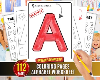 Alphabet Coloring Pages Worksheets Abc Preschool Educational Workbook Letter Learning Recognition Printable