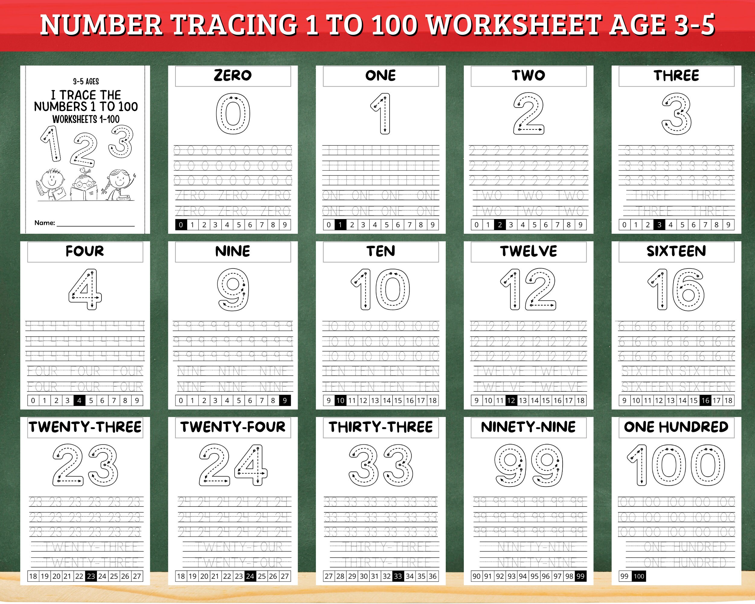 Number tracing 1 to 100 worksheet number word tracing pdf preschool