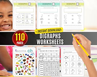 Phonics Worksheets Digraphs Beginning, Blends, sh ch th Printables Flashcards Science of reading Literacy Consonants