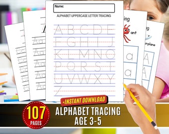 Alphabet Tracing Worksheets: ABC Writing Practice for Kids printable Letter Activity Preschool curriculum