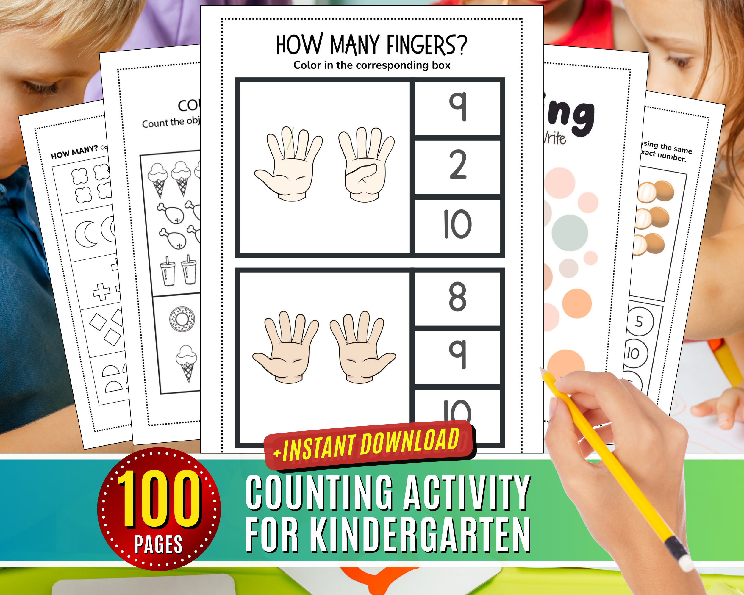 Counting Worksheet Activity for Kindergarten Counting to 10 Learning ...