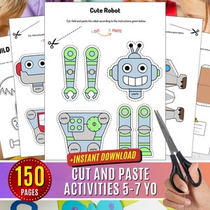 Cut Paste and Glue Activities Practice Crafts for Kids Sheets Activity Scissors Skills Preschool Printable, Beginning Cutting Motor Skill