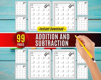 Mathe-Arbeitsblätter für Kinder: 2-stelliges Mathe Arbeitsblatt, 2-stelliges Mathe Arbeitsblatt (digitaler, druckbarer Download)