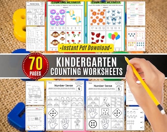 Werkblad tellen voor de kleuterklas Werkbladen met getallengevoeligheid Voorschools leren Afdrukbare activiteiten met betrekking tot tellen en kleuren Getaltracering