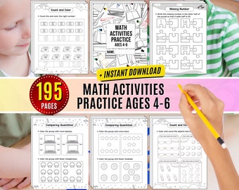 Hojas de trabajo de matemáticas para jardín de infantes, ejercicios de conteo imprimibles, práctica para niños, hojas de trabajo de práctica de matemáticas básicas para aprender