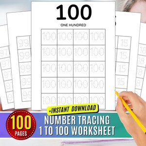 Zahlenverfolgung 1 bis 100 Arbeitsblatt, PDF, Vorschule, Printables, 1-100, Zahlenschreiben, Bleistift, Kontrollnummer, Aktivitäten für Kinder
