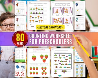 Räkna till 10-arbetsblad med sifferbeteende: Matematiska aktiviteter för förskola, hemundervisning (digital nedladdning för utskrift)