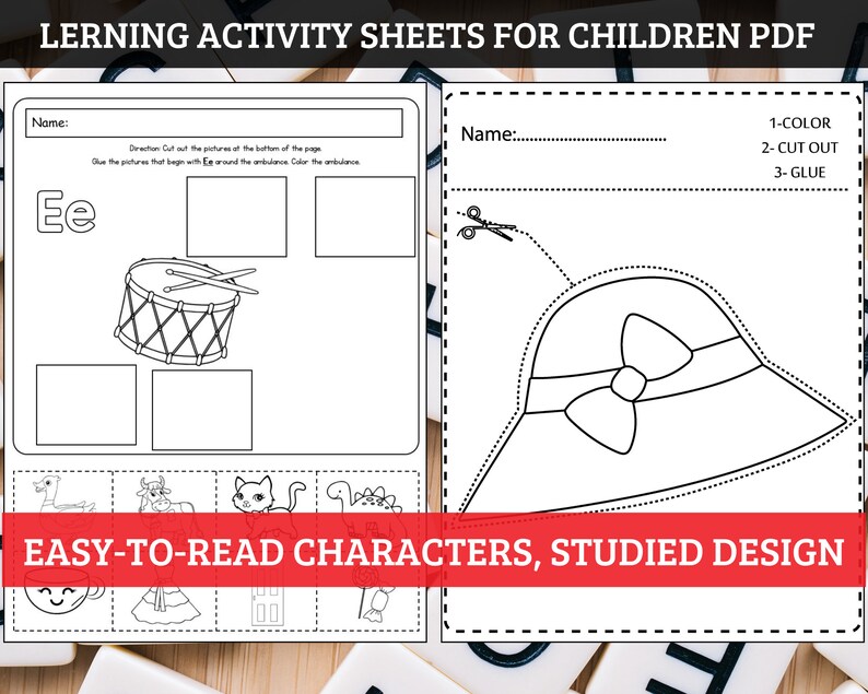 Cut and Paste Activities Practice Sheets Cut and Glue Activity Scissors Skills Preschool Printable, Beginning Cutting Worksheet