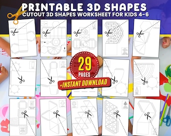 Printable 3D Shape Nets: DIY Geometry Activity + Flashcards Preschool (Digital Download)