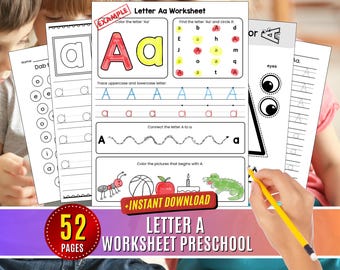 Kleuterschool Letter A-werkblad overtekenen van de letters van de week Pre-k activiteiten overtekenen Knutselen Hoofdletterherkenning A Leren schrijven + bonus