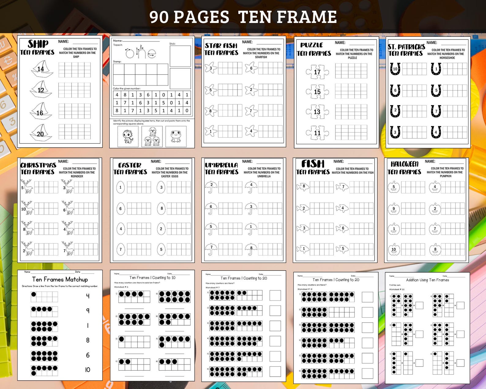 Counting to Ten Frame Printable Worksheet Counting to 20 Learning ...