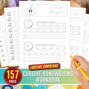 Cursive Handwriting Workbook: Alphabet & Word Tracing Practice (Digital Download)