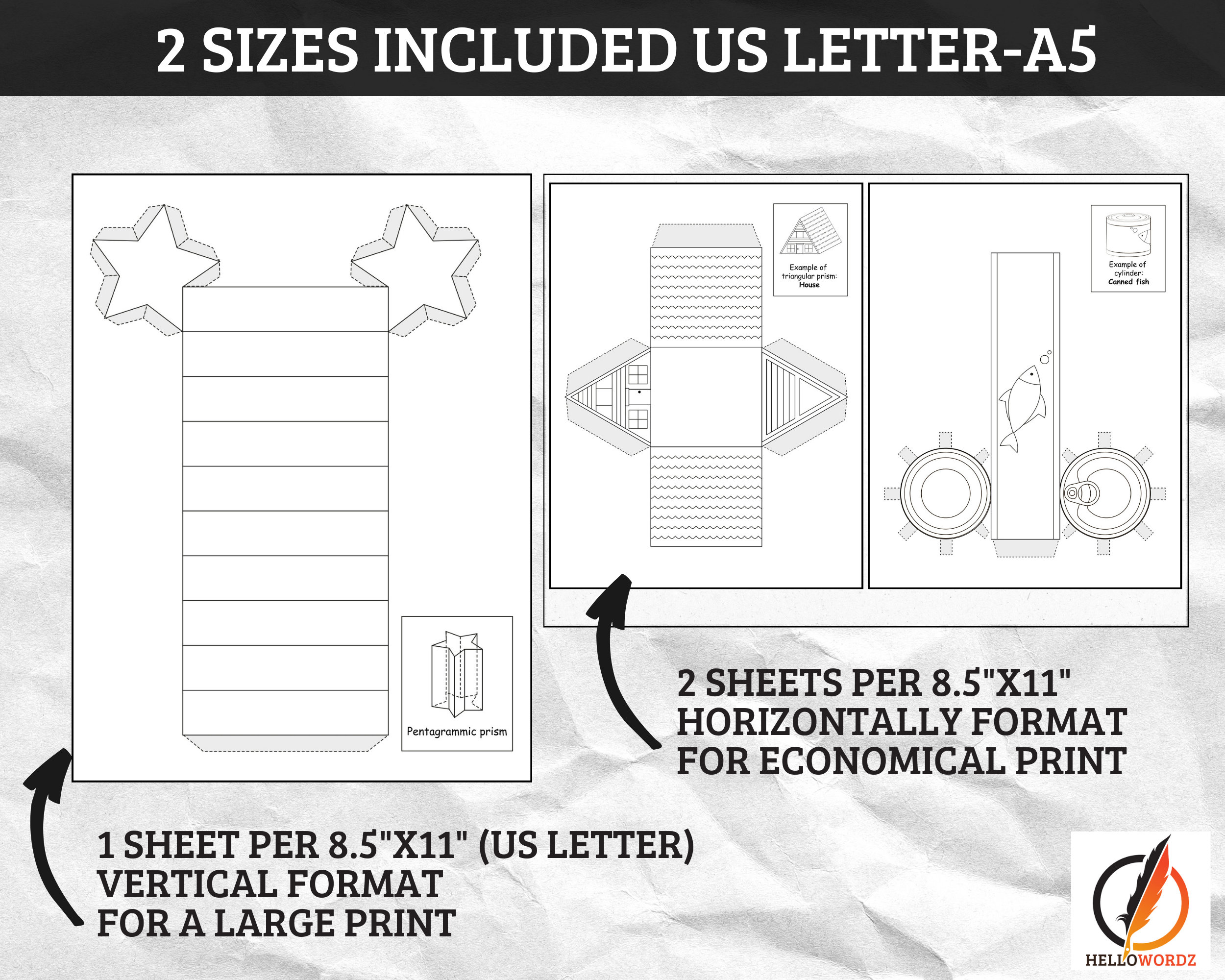 Printable 3d Shapes Nets Activity Learning Shape Geometric Cutout 3D ...